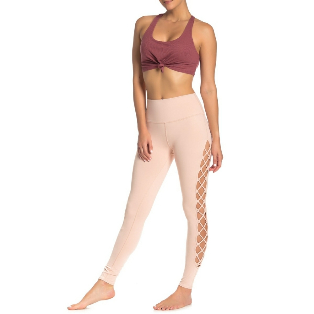 Alo Yoga Nectar Interlace Up Pink Legging